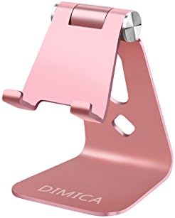DIMICA Cell Phone Stand, Tablet Stand, Adjustable Foldable Multi-angle Aluminum Desktop Phone Stand for Switch, iPad, iPhone 8 X 7 6 6s Plus, Samsung Galaxy S8/S8 Plus charging and More (Rose Gold #2)