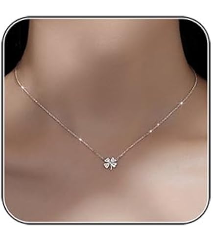 Donna Collana Acciaio Quadrifoglio Portafortuna, Argento, Gioielli