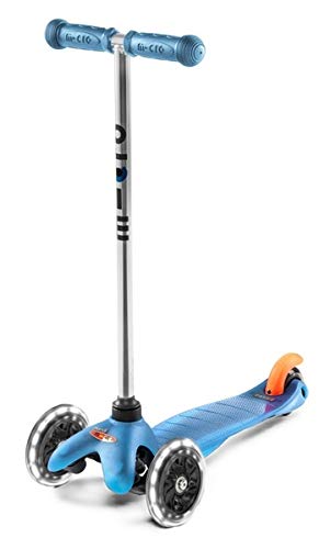 Micro Mini LED, Patinete 2-5 Años, Carga máx 50kg, Peso 1,95kg (Aqua)