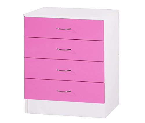 Alpha Pink & White Chest of 4 Drawers, Wood Pink/White, 39x60x72 cm