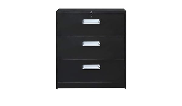 Locking Fireproof Metal Filing Cabinet For Home And Office 3 Drawers Lateral File Cabinet With Lock Black File Cabinets Furniture