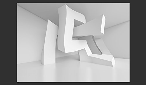 FOTOTAPETE 400×280 cm – VLIES TAPETE PREMIUM – PROFI QUALITÄT – Top moderne Wanddeko – Riesen Wandbild – Top Design Tapete – Neue exklusive Edition mit noch besser Druckauflösung – Deutsches Premium Vlies – weiß 3D Abstrakt optisch a-B-0040-a-a - 2