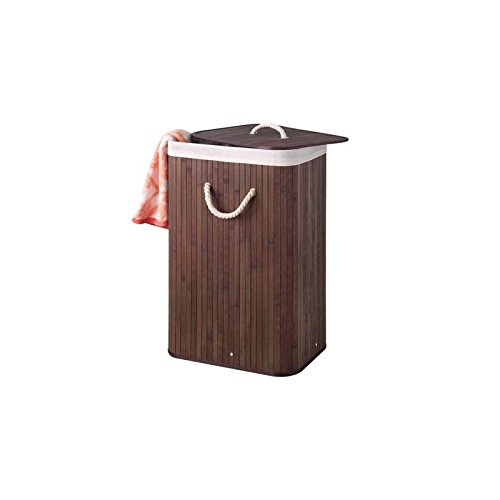 Perel HP100204 Bambus Wäschekorb, Rechteckig, 40 cm Breite x 30 cm Länge x 60 cm Höhe, Braun
