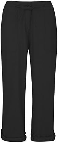 JD Williams Womens Fashion Linen Trousers Short in Black 14