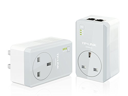 TP-Link 600 Mbps 2-Port Passthrough Powerline Adapter Starter Kit, No Configuration Required, UK Plug (TL-PA4020PKIT V1.20) - Pack of 2