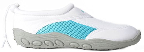 Beco | Unisex Surf- und Badeschuhe aus Neopren mit Schnellverschluss inklusive Beachbox in Weiß/Türkis - 2