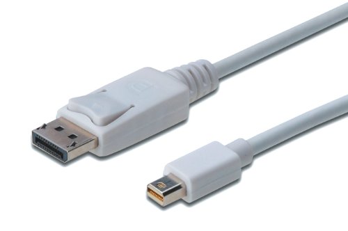 Assmann AK-340102-020-W DisplayPort Anschlusskabel (mini-DisplayPort auf DisplayPort 1.1A, Stecker auf Stecker, 2 m) mit Verriegelung