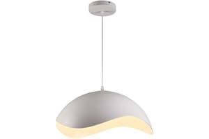 damastoreitalia Lampadario Sospeso E27 Moderno a Forma di Conchiglia, Regolabile, Design Minimalista per Cucina, Soggiorno e Camera da Letto (Bianco)