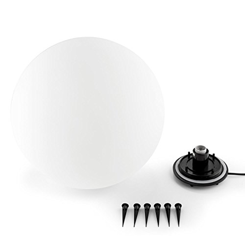 Lightcraft • Shineball XL • Gartenleuchte • Außenleuchte • Kugelleuchte aussen • für Garten und Außenanlagen • 50 cm Durchmesser • robuster Kunststoff • Fassung E27 • 40 Watt max. • spritzwassergeschützt • winterfest • Erdnägel • einfache Montage • weiß - 4
