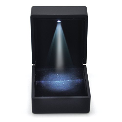 HYY Ring Box Schmuck Aufbewahrungsbox mit LED Licht für Engagement und Hochzeit, PU-Leder