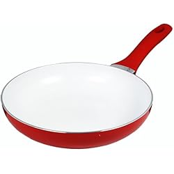 Buckingham Poêle à Frire avec revêtement en céramique et poignée Soft Touch Rouge 28 cm
