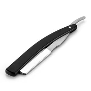 Black Plastic Steel Traditional Throat Cut Shaving Straight Blade Razor - Image 3