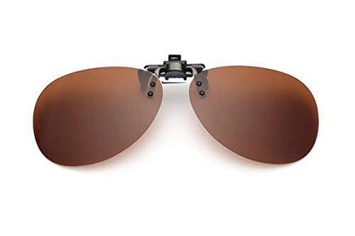 Preisvergleich Produktbild UK1stChoice-Zone Unisex Flip-up Sonnenbrillen Klipp auf Polarisierte Sonnenbrille Gläsern Brille Sun-ClipON1304 (Braun)