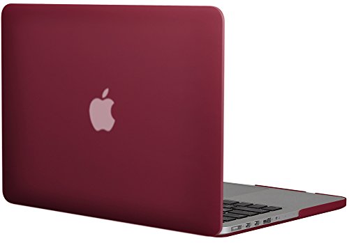 Topideal matte Soft-Touch-Hartschutzh  lle f  r Apple 13  Macbook Pro 33 8  cm mit Retina Display Modell A1425 A1502   ohne CD-ROM-Laufwerk  weinrot