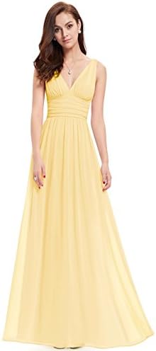 Ever Pretty Women's Elegant V-Neck Crystal Party Formal Evening Dress 12UK Yellow