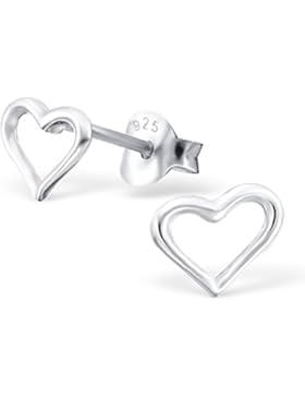Laimons Damen-Ohrstecker Herz offen glanz Sterling Silber 925