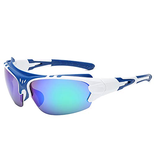 Tuotuo Herren Polarisierte Treiber Glasses Sport Sonnenbrillen Ultra leicht TAC-Objektiv klares Sichtfeld (Blau/Weiß)