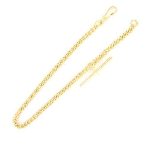 Greenwich Gold Plated 9.25 Inch Single Albert T-Bar Pocket Watch Chain