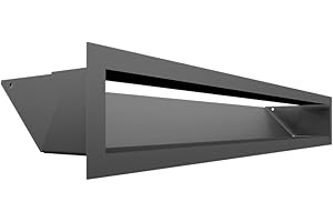 Rejilla de ventilación KRATKI Air | Rejilla de Aire Caliente 9 x 60 cm | Grafito | Rejilla de Escape para ventilación de chimeneas | Entrada de Aire en un ángulo de 45 Grados