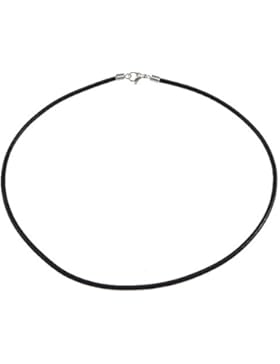 Lederhalskette, echtes Leder, schwarz, 1,5 mm, Edelstahl Verschluss