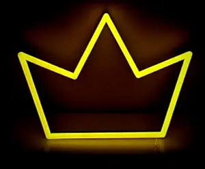 Crown Neon Sign/Light (8x10 inches) Neon LED Light, Decorative Light for Room, Glass Tube Lights Sign for Bedroom, Party and Bar? (Yellow)