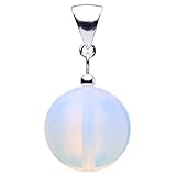 mondstein schmuck ohrringe Ø 18 mm Anhänger aus Opalit-Mondstein & 925 Silber glatt zart Kugel Halsschmuck für Damen