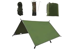 KEYOHOME 3m X 3m Hammock Rain Fly Tent Tarp, Waterproof Camping Tarpaulin Shelter, Windproof Snowproof Portable Lightweight for Travel Beach