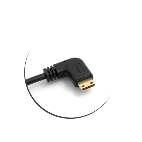 SYSTEM-S Mini HDMI Stecker 90° Grad Links Gewinkelt auf Standard HDMI Buchse Eingang Kabel 16 cm - 3
