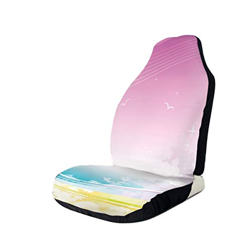 Preisvergleich Produktbild GUUi Seat Covers Vehicle Protector Car Mat, Fantasy Beach In Hawaiian Landscape Dreamy Island Coast Aloha Holiday Design,Fit Most Cars, Sedan, Truck, SUV,2pcs