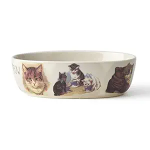 PetRageous 17006 Pet Derby Stoneware Dishwasher Safe Oval Cat Bowl 2-Cup 6.5-Inch Long 4-Inch Wide 2-Inch Tall Cats, 16-Ounce, Off-White