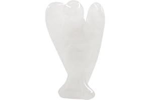 Ouubuuy Natural Clear Quartz Crystal Angel Pocket Guardian Angel Figurines Gift for Reiki Healing 1.5“