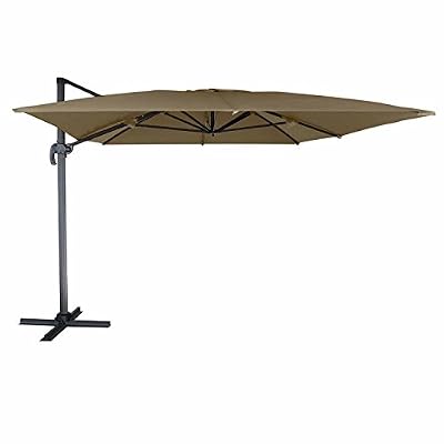 Happy Garden Parasol déporté MOLOKAI rectangulaire 3x4m taupe - mât gris