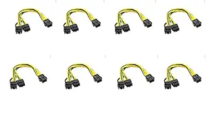 Hi-Lite Essentials [Pack of 8] PCI-E 6pin Female to Dual 8pin (6+2pin) Male Splitter Y Cable Video Card GPU Power Cable