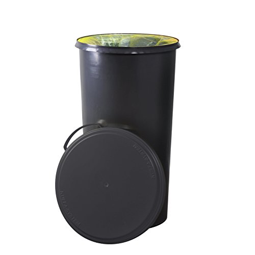KUEFA 60L Müllsackständer mit flachem Deckel – Gelber Sack Mülleimer (Grau) - 4