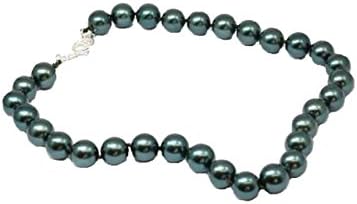 Peace of Mind Viridian Green Simulated Pearl Necklace 18", with T-Bar Closure