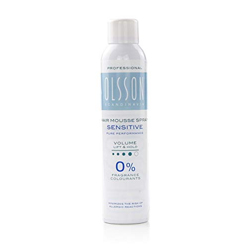 Olsson Sensitive Styling Mousse  Spray - Volume Lift & Hold - For Sensitive Scalps - Anti-Allergy, No Parabens, No Fragrance, No Colourants - 250ml