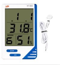 Goliton® Indoor Outdoor Digital LCD Thermometer Hygrometer Feuchtigkeit Messinstrument Uhr KT-908 - Weiß