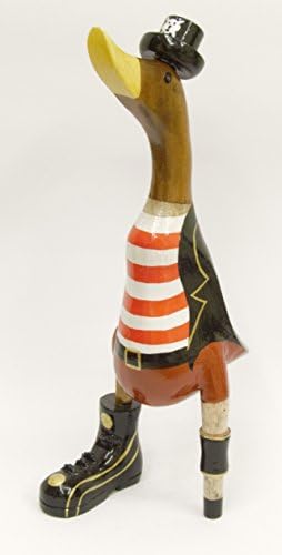 Pirate Duck Hand Carved and Painted Wooden Ornament as Exotic and Antique Table Decoration , Unique Home Decor , OOAK Gift ideal for Birthday , Christmas and Boxing Day , Valentine's Day , Mother's Day , Father's Day (no 11)