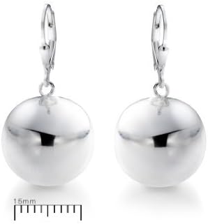 Sterling Silver Lever Back Drop Earrings 15mm balls