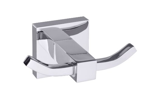 WENKO 17967100 Power-Loc Wandhaken Duo San Remo - Befestigen ohne bohren, Doppelhaken, Messing, 10 x 5 x 5.5 cm, Chrom