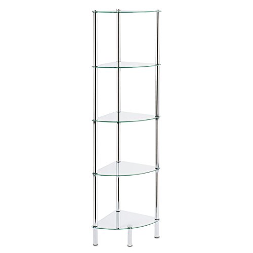 casa pura® Glas Eckregal Diana | mit 5 Böden aus Sicherheitsglas | ideal passend zum Glas Regal Gina | 30x30x134cm - 2