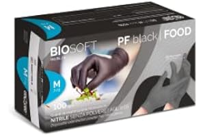 GLOVELY Rays SPA BIOSOFT PF black FOOD, Guanti in Nitrile Monouso Senza Polvere, Taglia M