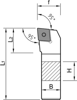 1 Stück ISO Klemmhalter25x25 SCLCR 2525 M12 Drehstahl Rechts für Wendeplatten CCGT / CCMT 1204.. - 2