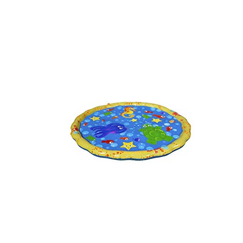 Preisvergleich Produktbild Runder geformte aufblasbare Wasser-Matten-Auflage Leakproof Wasserspaß Kissen Spielzeug Matratze Playmat Bauch-Zeit für Kinder Baby-Stimulation Wachstum 100cm Blau 1PC Gefüllt Spiele