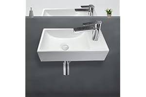 Omeere lavabo sobre encimera lavabo suspendido blanco rectangular baño pequeño 41x21,5