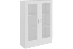 vidaXL Armadietto con Vetrina Bianco 82,5x30,5x115cm Legno Multistrato