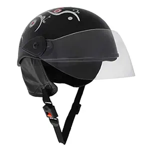 Sage Square Aero Half Helmet (Black Glossy) (Decal) (Large)