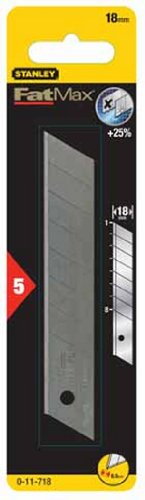 Stanley FatMax Abbrechklingen, 18mm Klingenlänge, induktionsgehärtete Schneide, 2x langlebiger, 5 Stück, 0-11-718