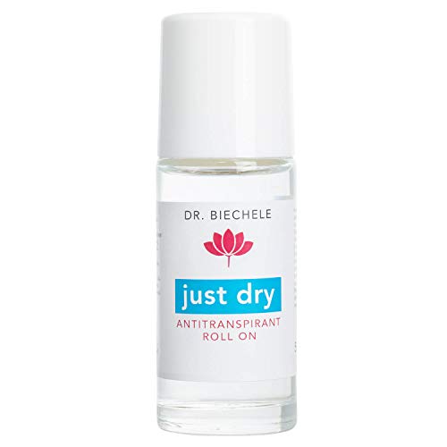 Dr. Biechele Just Dry Deo I 50 ml Antitranspirant gegen starkes Schwitzen I Deo-Roller ohne Parfum und ohne Alkohol I Kosmetik und Pflege für den gesamten Körper I 2-3 Anwendung pro Woche genügen