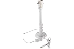 CLIC-AND-GET DRULINE Lampenfuß Tischlampe - Leuchtenfuß - Lampen Fuß - Tischlampenfuß - Holz weiß – E27 - B/H/T ca. 10 x 28 x 10 cm - 220-240V 50Hz - max. 40 W